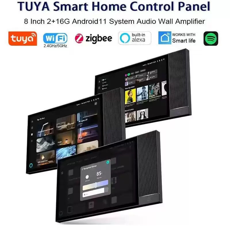 8 inch TUYA Smart Home Control Panel ALEXA Bluetooth Zigbee Gateway Android 11 system IR Multi-function wall amplifier ceiling speakers