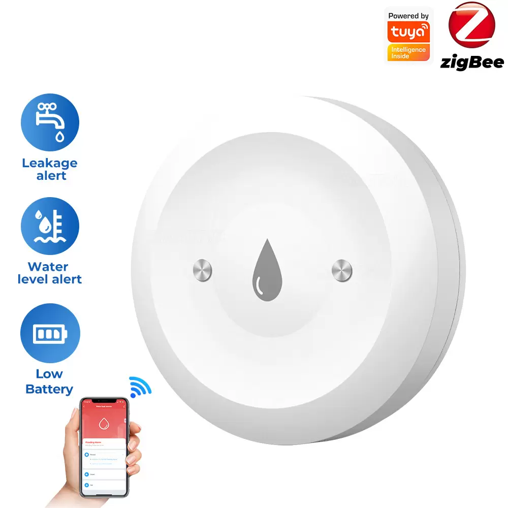 Tuya ZigBee Smart Home Water Leak Detector – Wireless Water Sensor with App Control & Security Alarm System