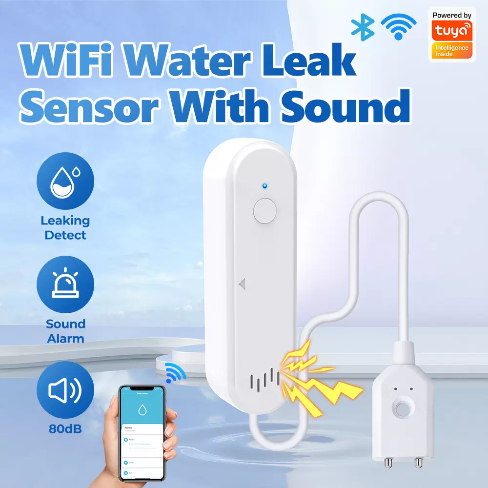 Tuya Smart WiFi Water Leak Sensor – Remote APP Alert & Timer for Home Detection