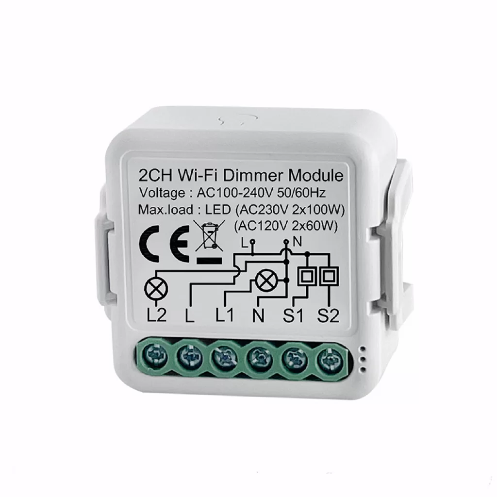 Tuya Smart WiFi Dimmer Switch Module  2CH– APP Remote & Voice Control, Smart Light Dimming On/Off Controller