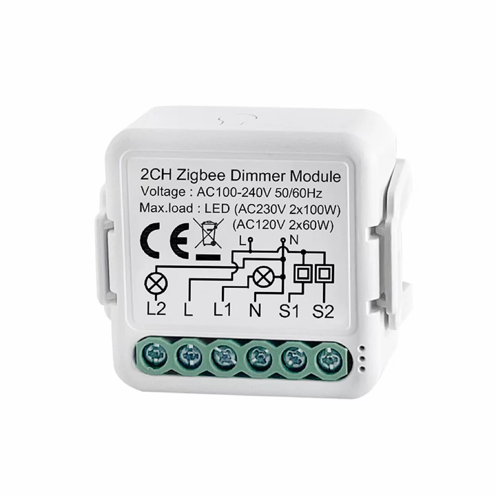 Tuya Smart Zigbee Dimmer Switch Module 2CH – APP Remote & Voice Control, Smart Light Dimming On/Off Controller