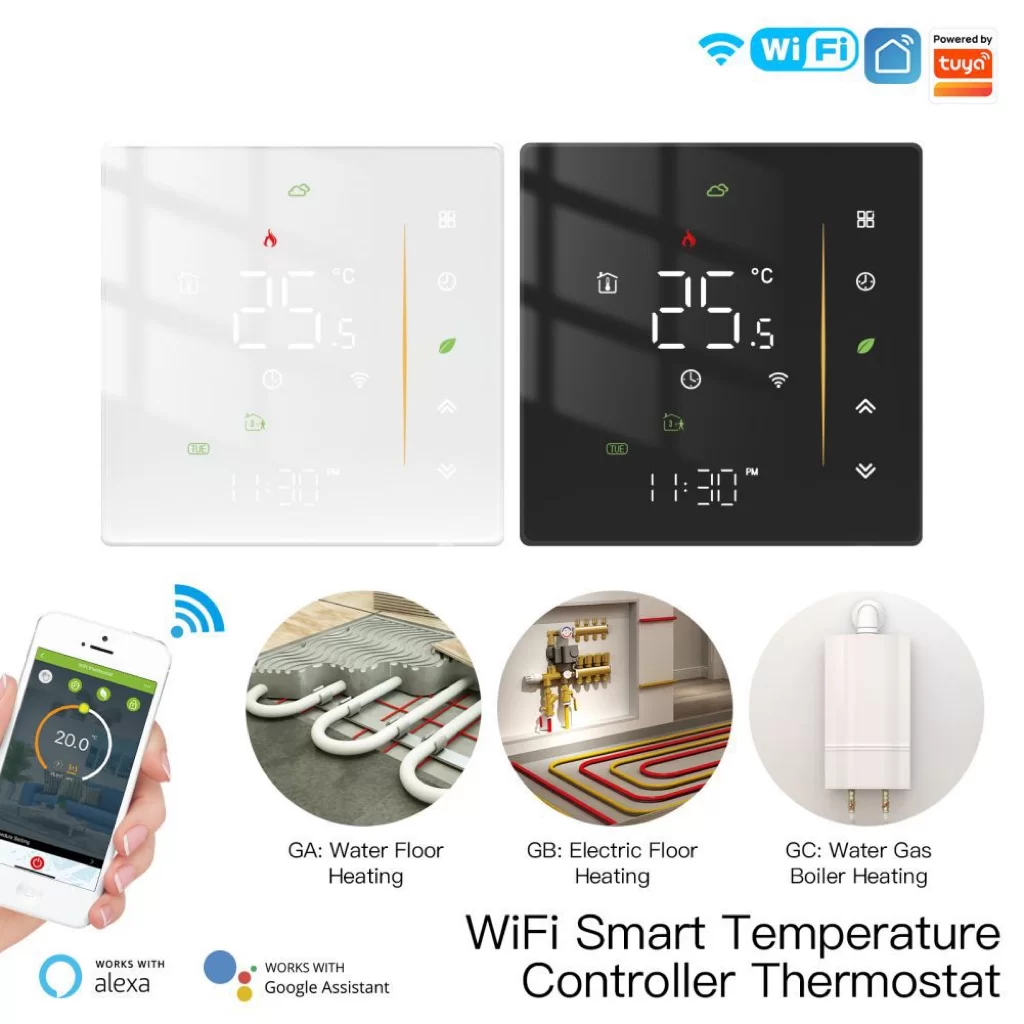 Tuya Smart Home WiFi/Zigbee Floor Heating Thermostat Switch – App Programmable Indoor Floor Heating Temperature Controller